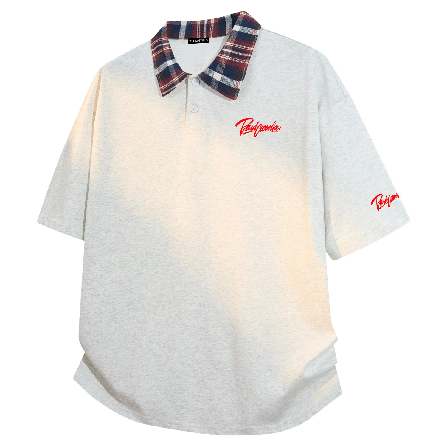 Детское поло с принтом Heather Gray (Red)/Red Plaid[Vinyl Cutting Films Upgraded] Paul Costelloe