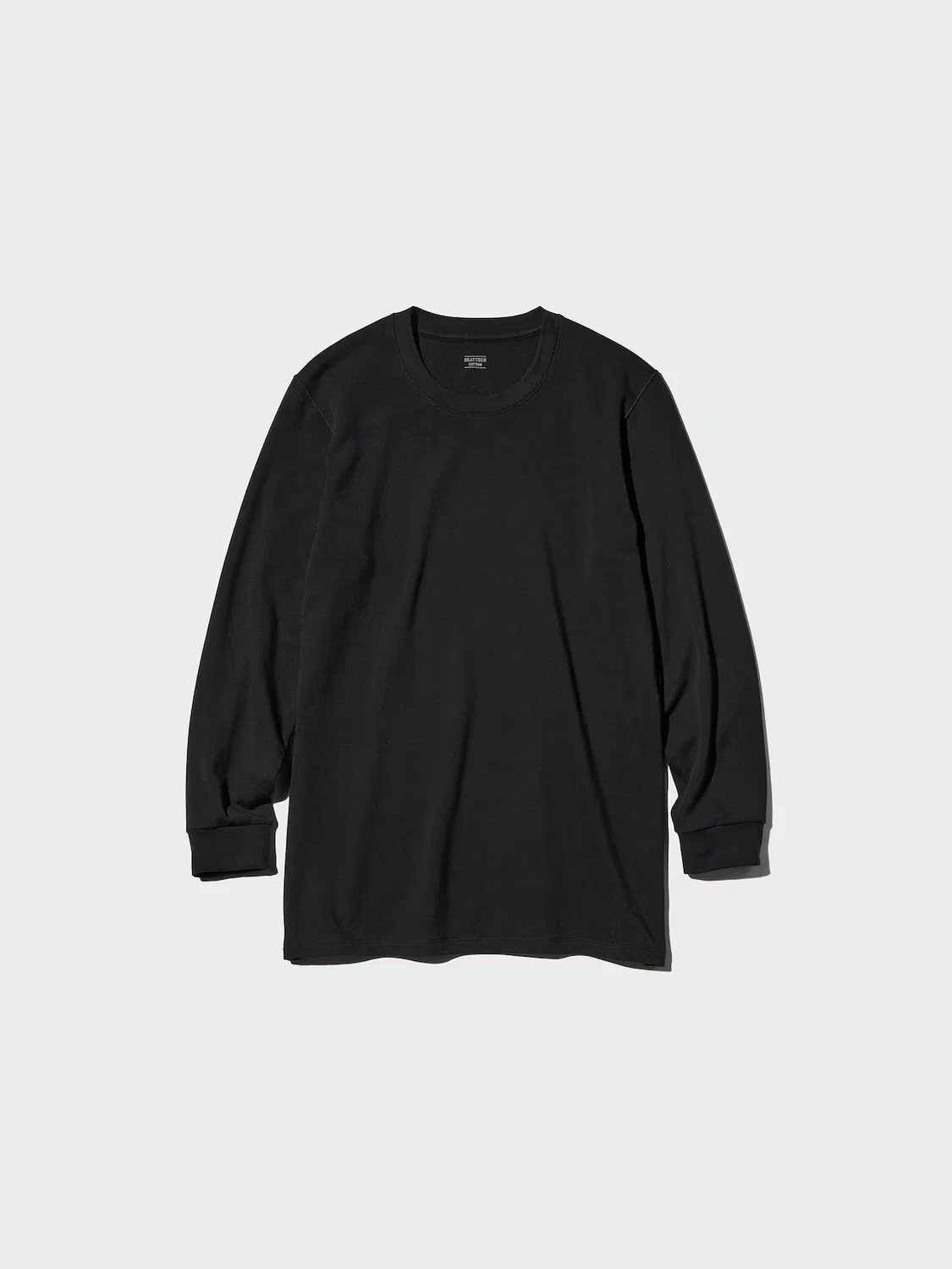 Футболка Uniqlo Heattech, хлопковая, с круглым вырезом, черный