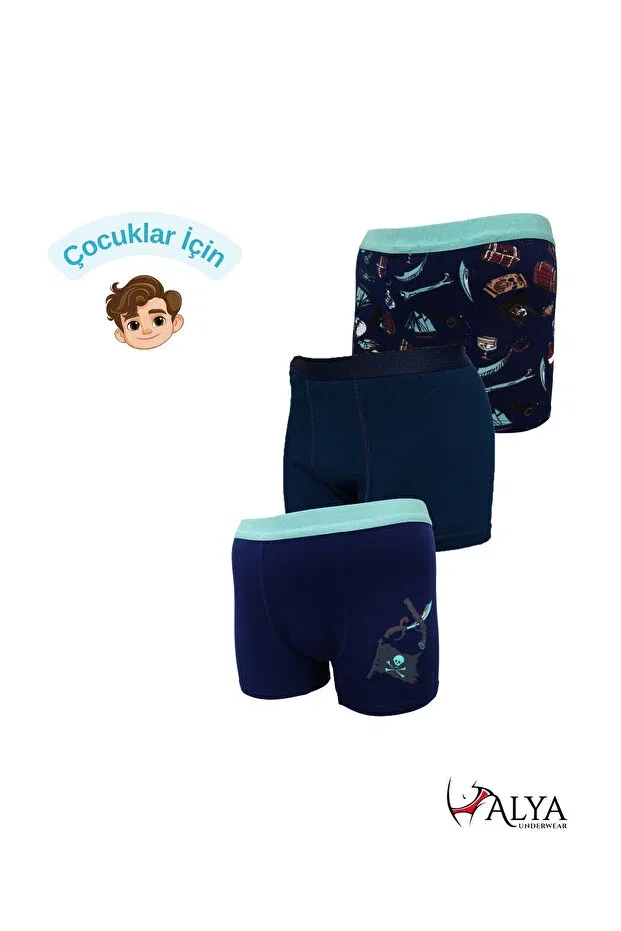 Детские боксеры для мальчиков с принтом Basics Alya Underwear, Navy Blue Printed