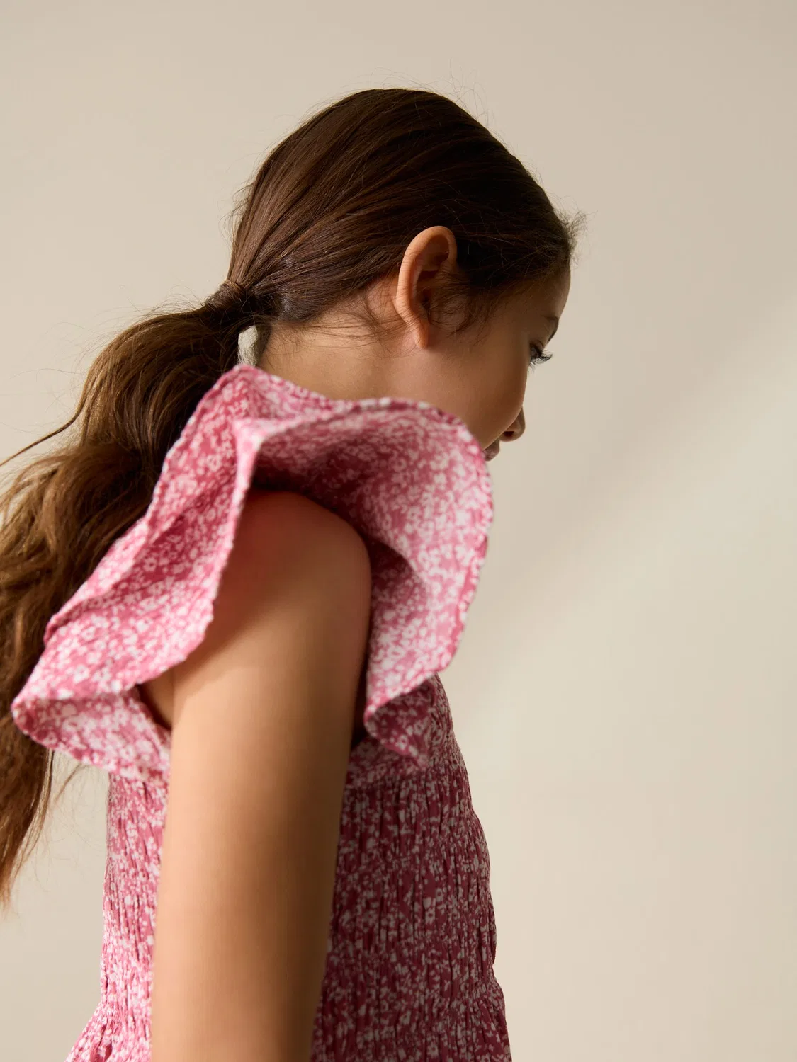 Платье с цветочным принтом, Smocked Frill Sleeve Next, розовый — фото 4