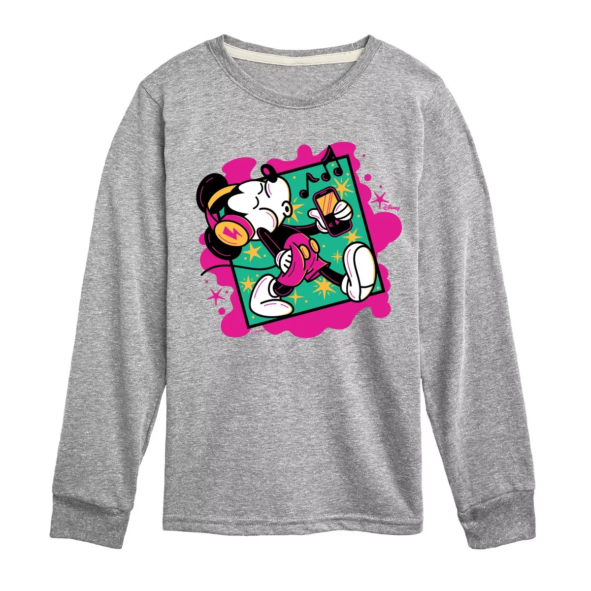 Детское футболка с длинным рукавом с принтом Mickey Music Stroll Disney, Athletic Heather
