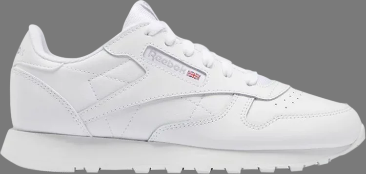 Кроссовки classic leather big kid 'triple white' Reebok, белый - фото