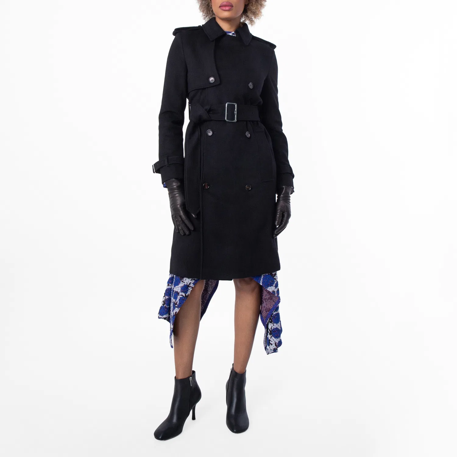 Пальто-тренч из кашемира с лацканами Notched-Lapel Belted Cashmere Trench Coat Burberry, Black