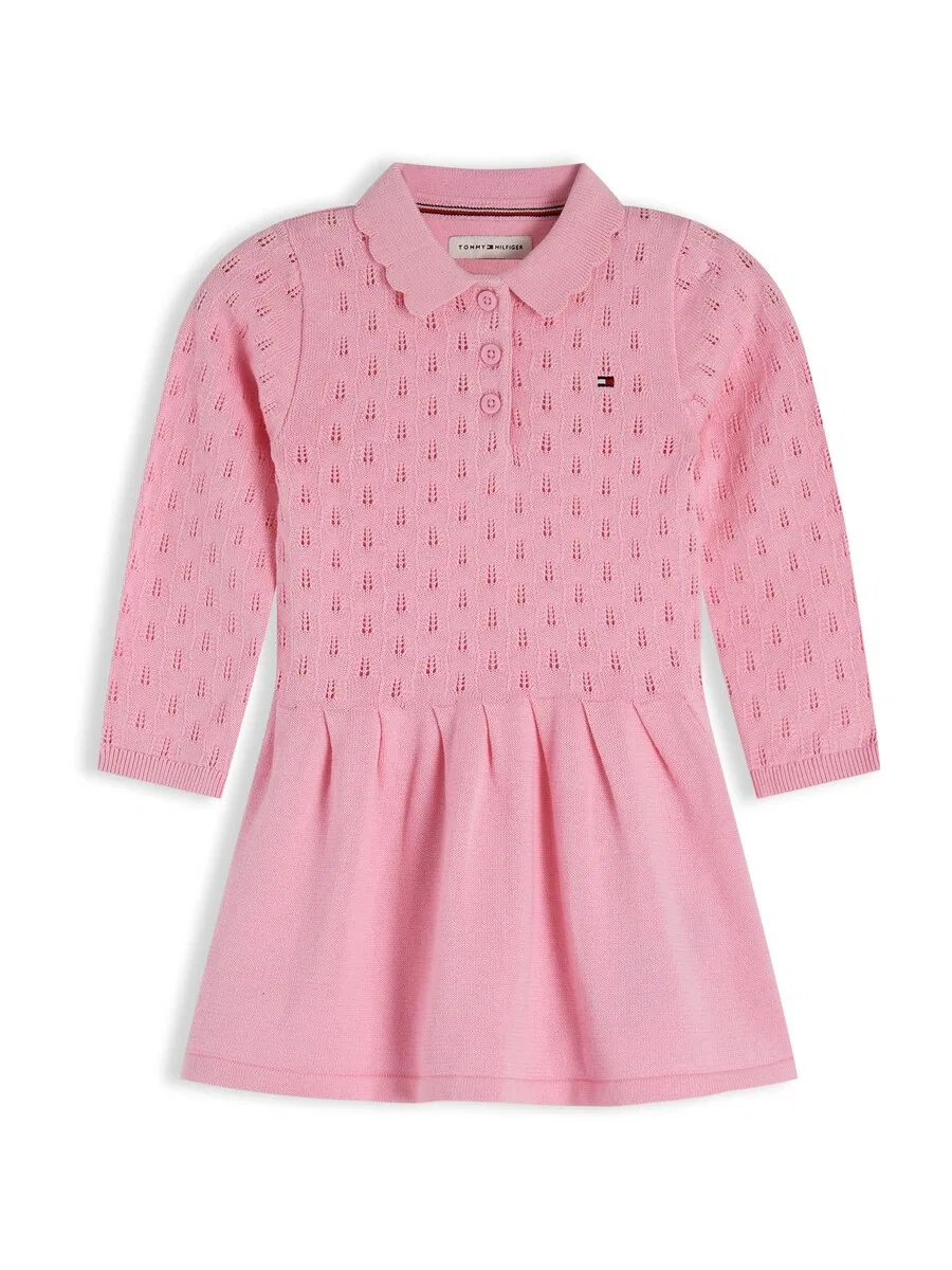 Платье TOMMY HILFIGER 'Pointelle Fit And Flare' розового цвета
