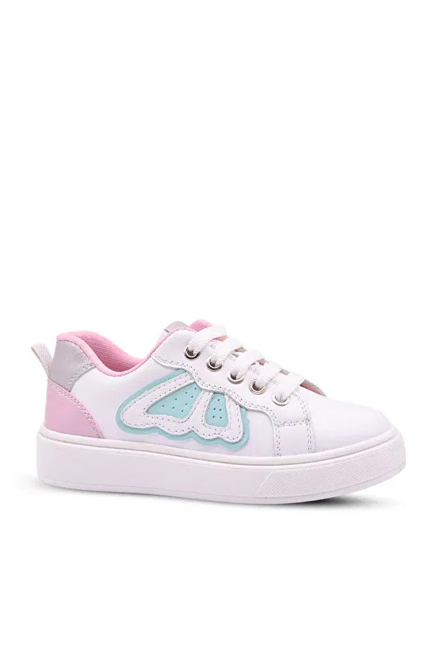 Детские туфли для девочек с принтом Maria Girls' Butterfly Figure Detailed Single Velcro Kids A More, White