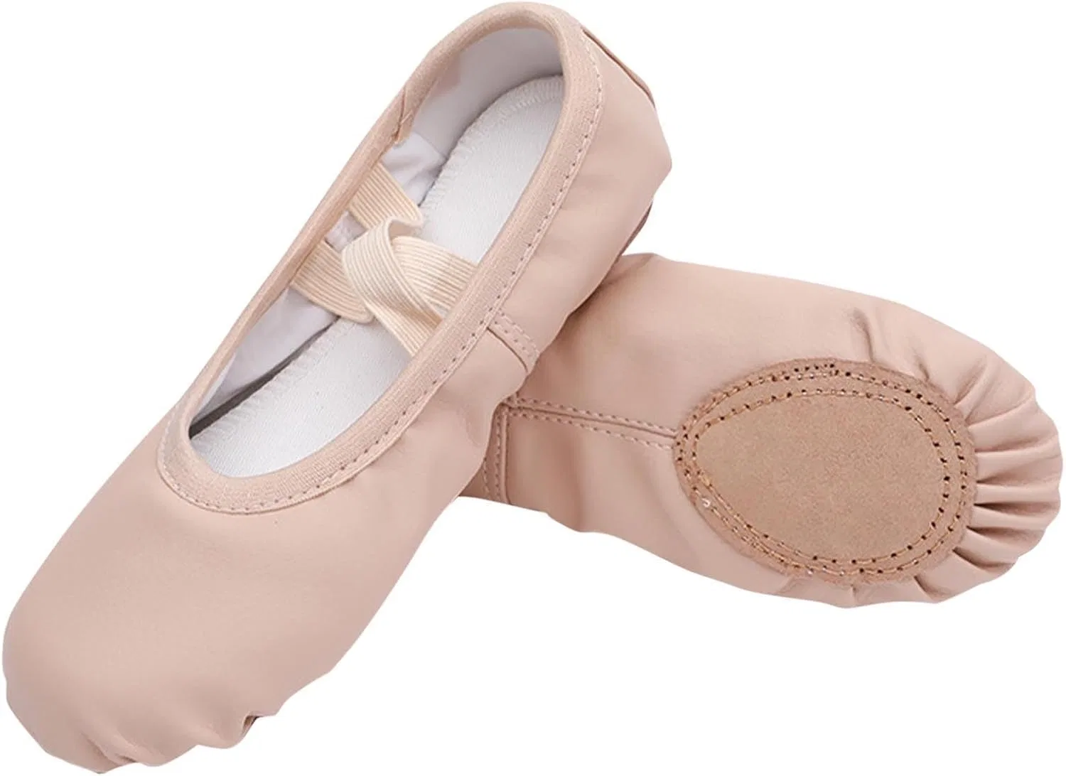 Детские балетки для девочек с разрезной подошвой PU Leather, Beige