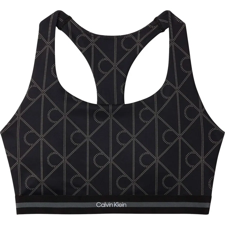 Спортивный бюстгальтер с принтом Icon Sport Medium Support Bra Calvin Klein, Черный — фото 2