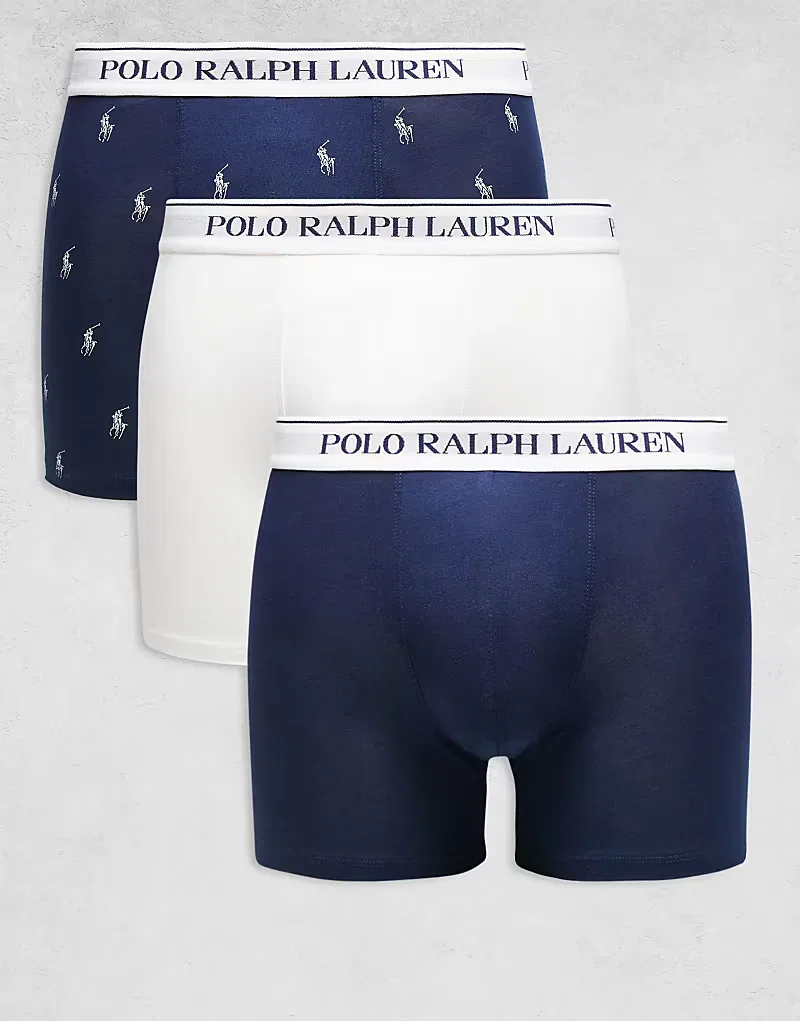 Плавки длинные с логотипом и поясом 3 шт Polo Ralph Lauren, мультиколор