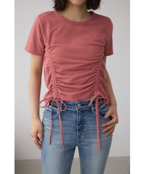 

Футболка в винтажном стиле на шнуровке AZUL BY MOUSSY, дымчато-розовый