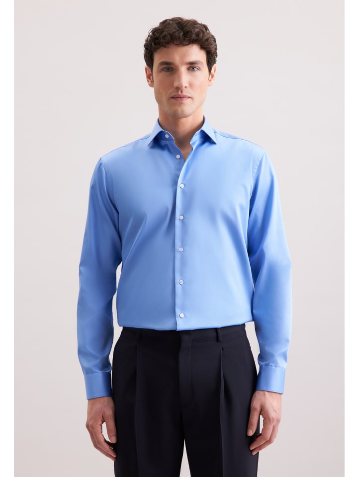 

Деловая рубашка, стандартного размера, средне-синего цвета Seidensticker