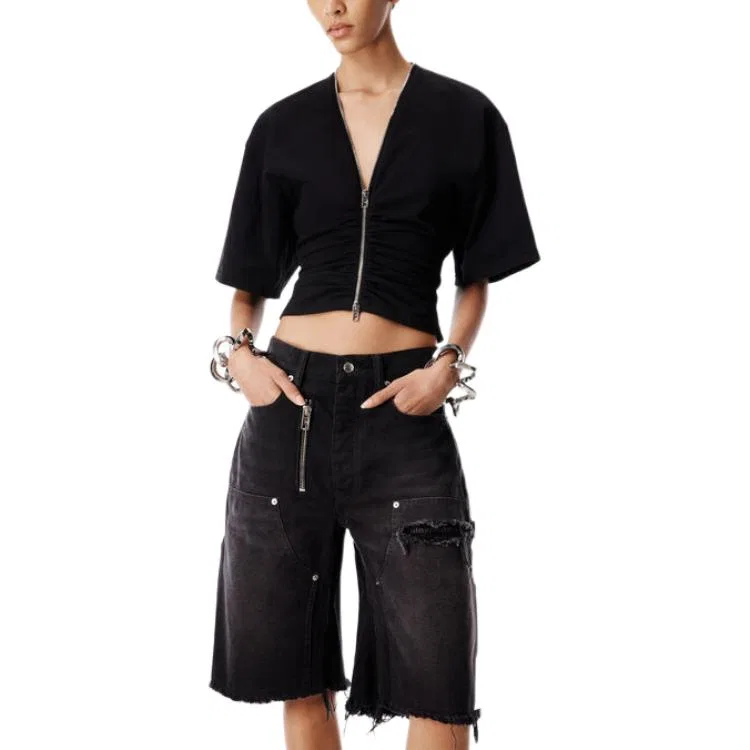 Женские джинсовые шорты Alexander Wang, Black — фото 4