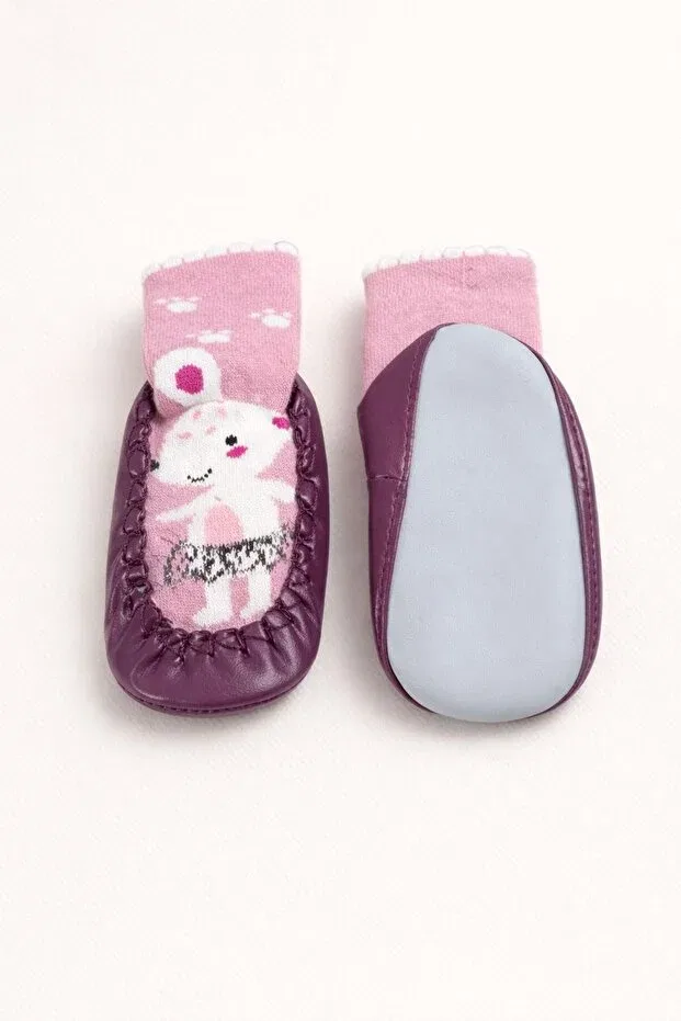 Детские носки-пинетки из кожи с принтом Basics Numix Baby Kids, Purple — фото 3