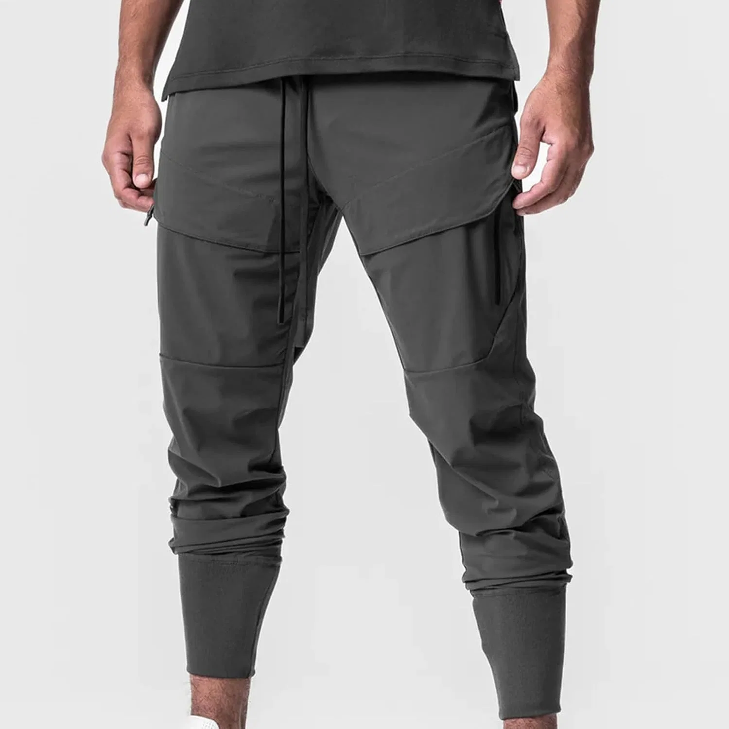 Мужские спортивные брюки-джоггеры с карманами на молнии, модель Athletic Joggers, серый — фото 3