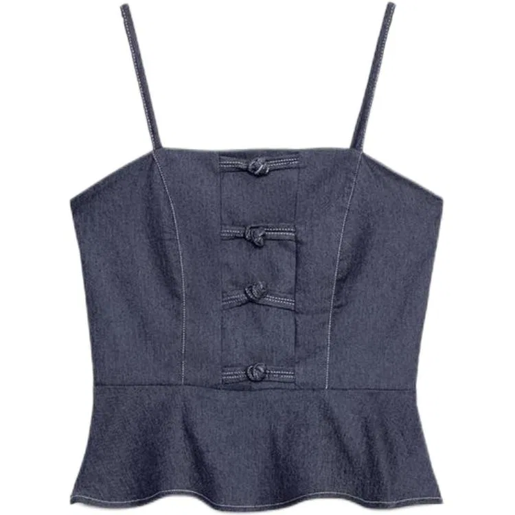 Женская майка на бретелях прямого кроя Indigo ZARA, Indigo