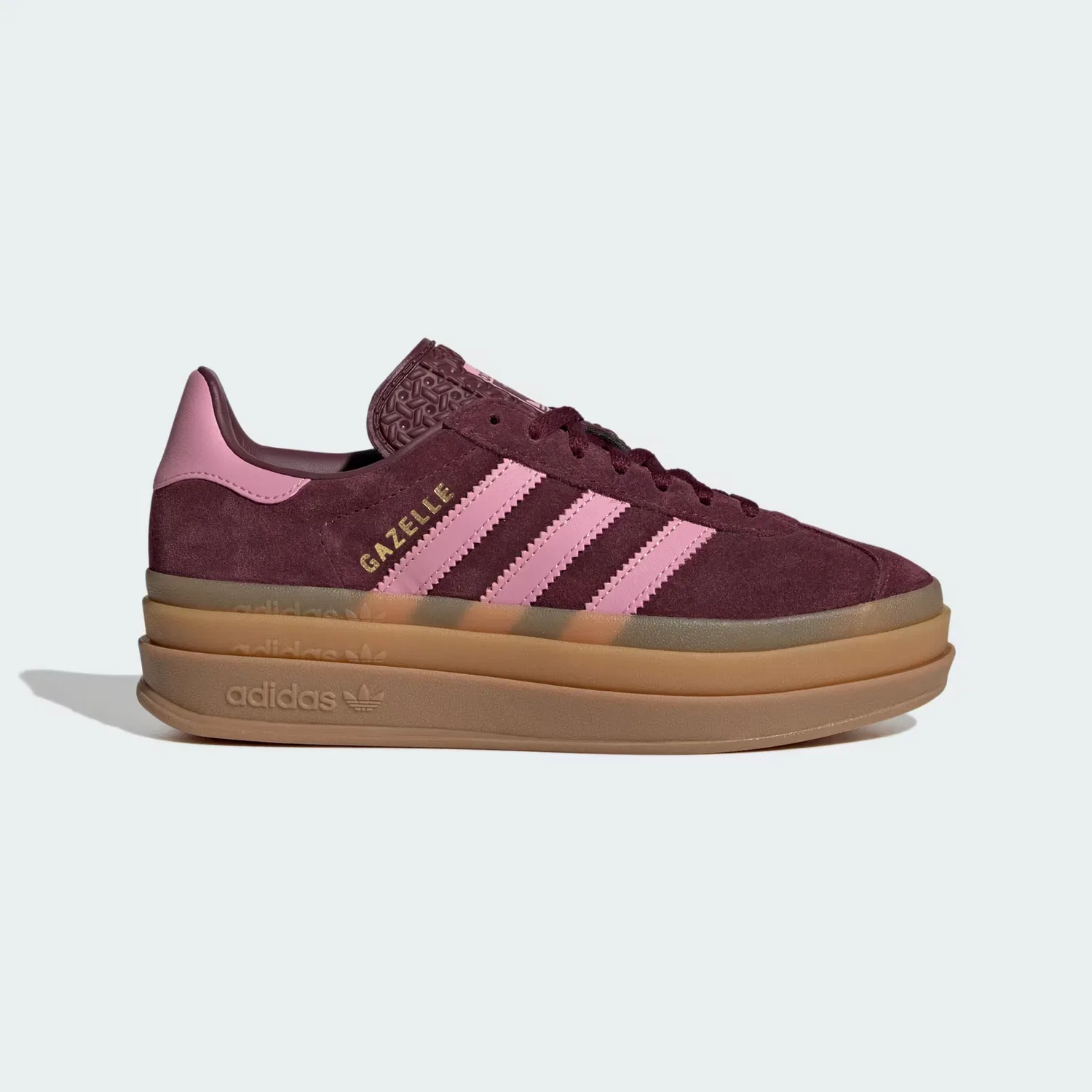 Детские кроссовки на платформе Gazelle Bold Adidas Originals, бордовый/st tropic bloom/золотистый металлик