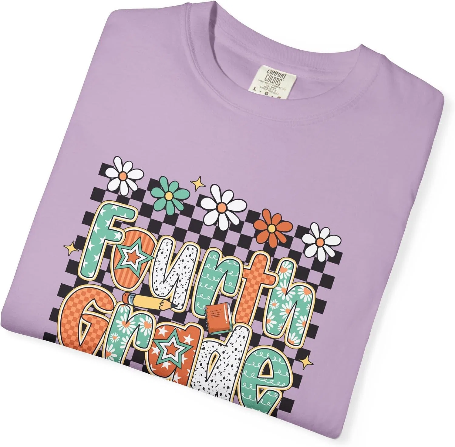 Футболка с ретро-принтом для учителя Comfort Colors 1717, Orchid — фото 3