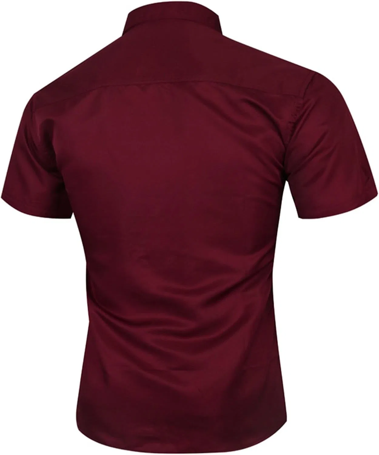 Мужская повседневная рубашка с коротким рукавом Slim Fit, винный — фото 2