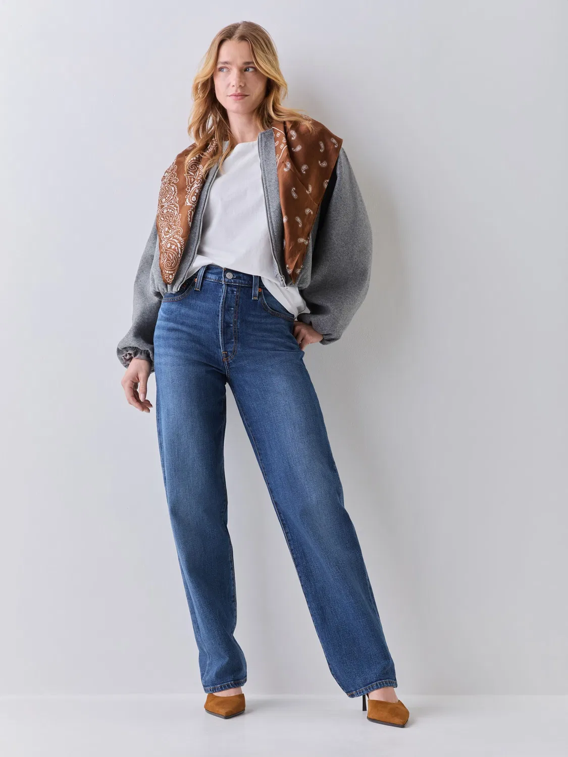 Джинсы с высокой посадкой и клешем Levi's, Select Us Blue