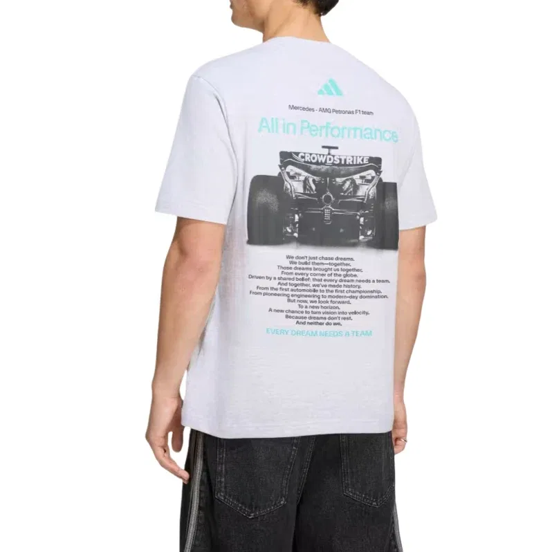 Мужская футболка Adidas x Mercedes AMG Petronas Formula 1 Team T-Shirt, серый — фото 2