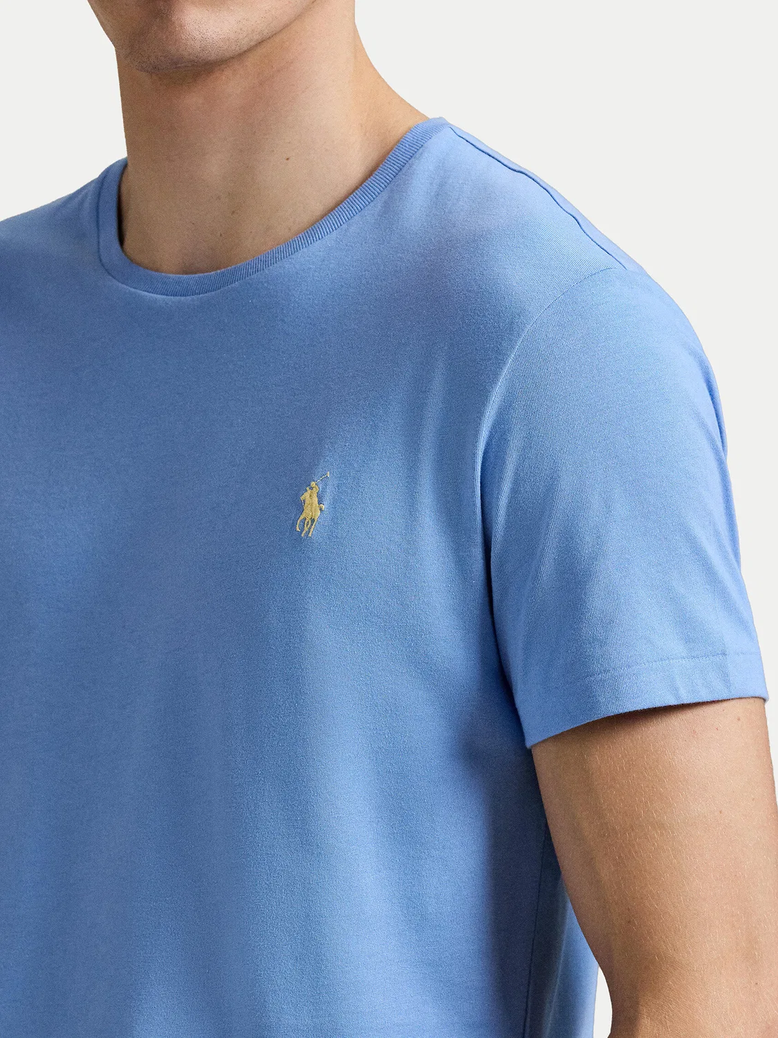 Мужская футболка небесно-голубого цвета приталенного кроя Polo Ralph Lauren, голубой — фото 4