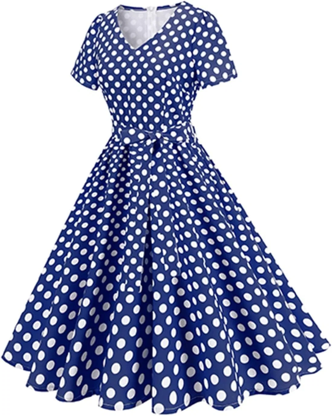 Женское платье в горошек с бантом Rockabilly, Blue — фото 2