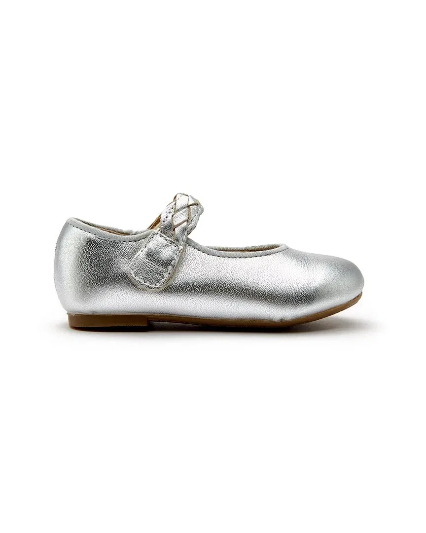 Детские туфли Мэри Джейн с плетеным ремешком Old Soles Lady Plat, Silver — фото 2