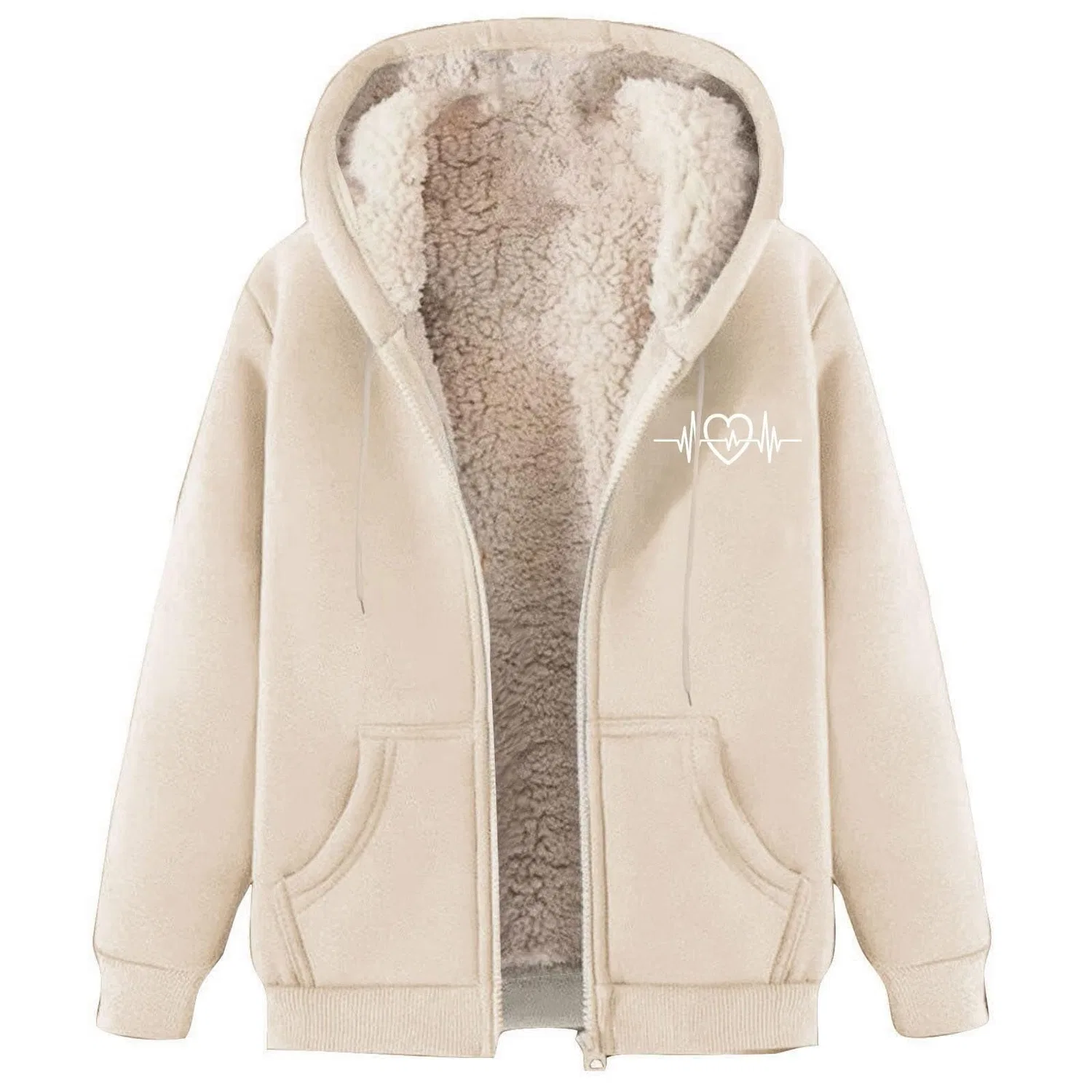 Женское зимнее пальто с капюшоном на молнии, B- Beige
