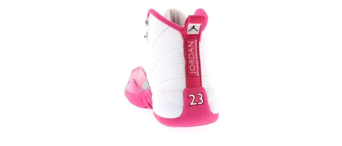 Детские кроссовки Lifestyle с принтом Jordan 12 Retro Jordan, White/Vivid Pink/Metallic Silver — фото 4