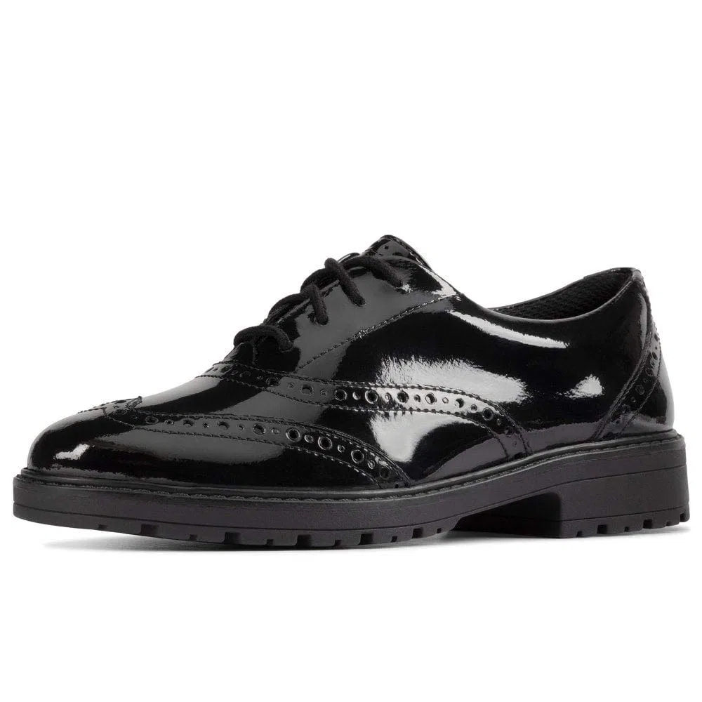 Детские туфли для мальчиков кожаные Loxham Brogue Clarks, Black Paint