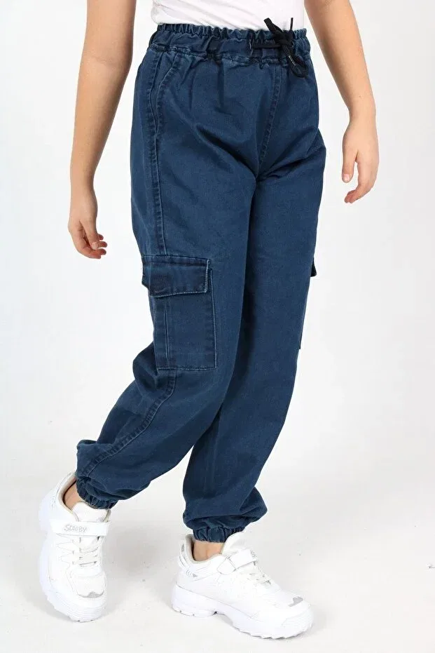 Детские спортивные брюки для девочек с принтом Jannock, Navy Blue