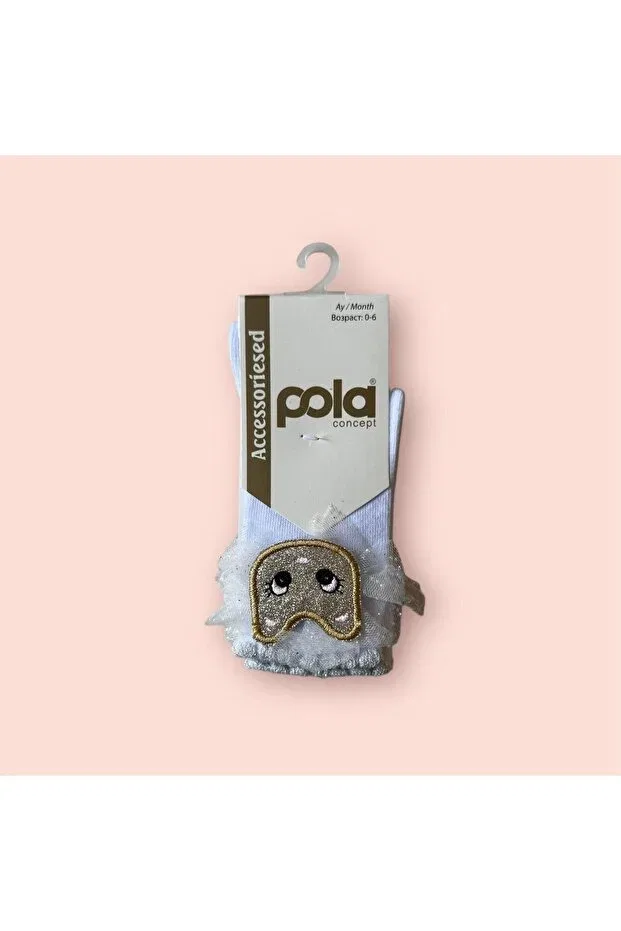 Детские носки для новорожденных хлопковые с принтом Pola, White