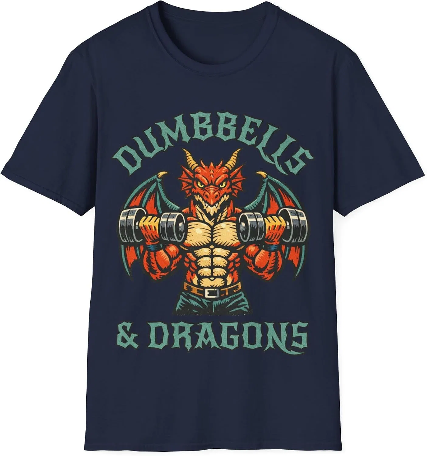 Футболка с принтом Dumbbells & Dragons Gildan 64000, Navy