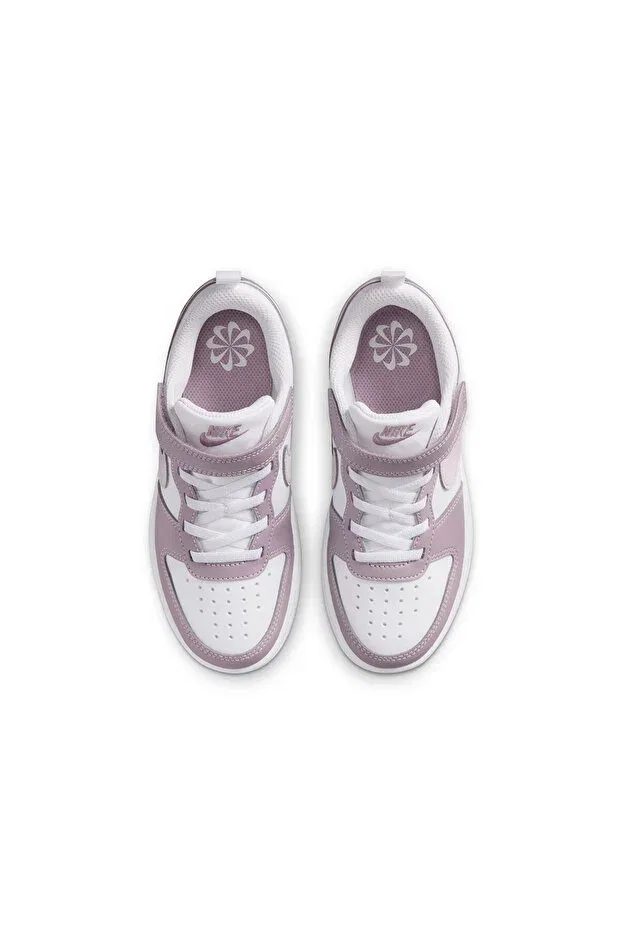 Детские кеды для девочек с липучкой Court Borough Low Recraft (PS) Nike, Lilac White — фото 4