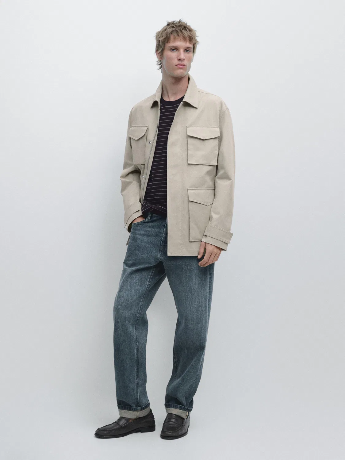 Куртка с карманами Massimo Dutti, Stone