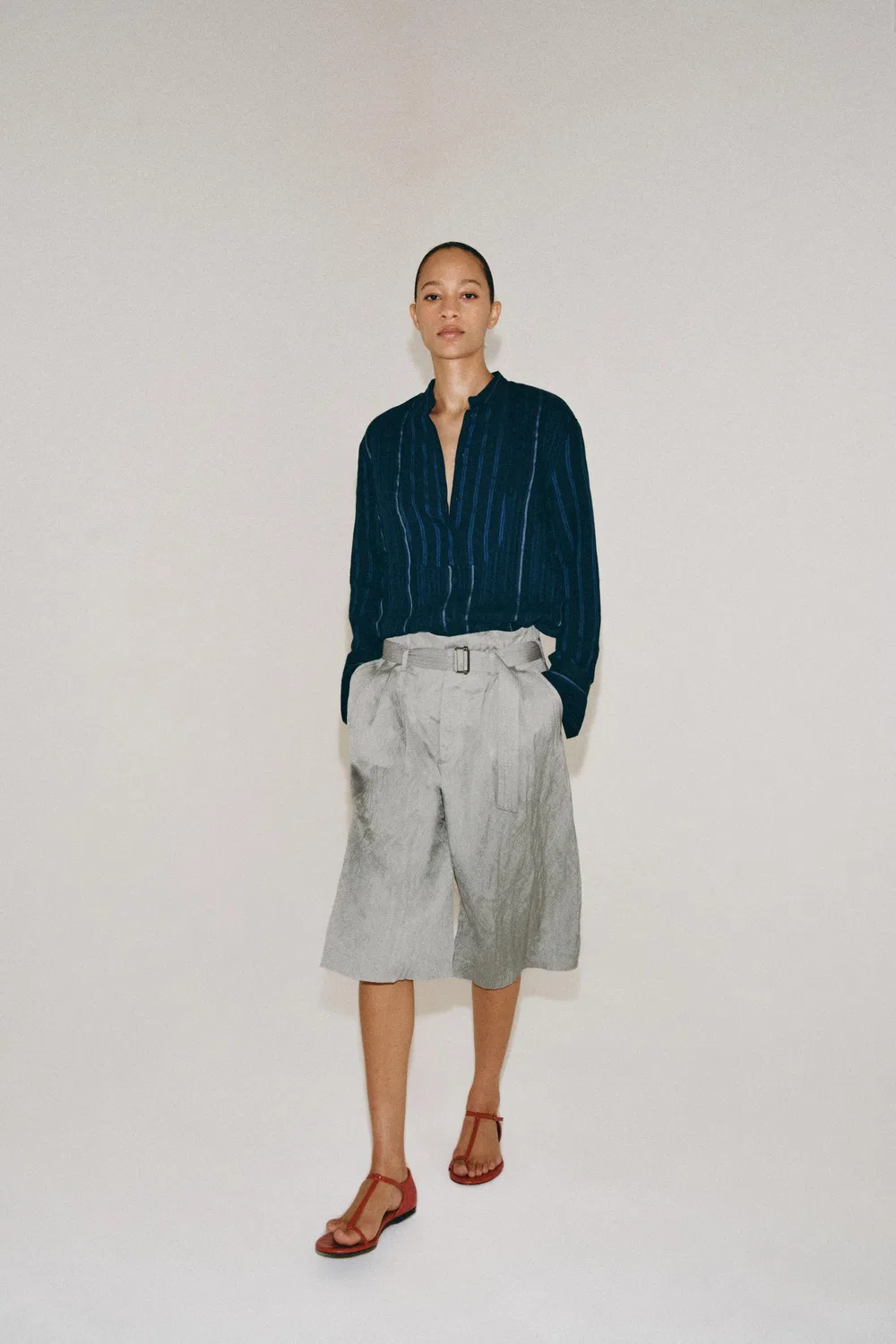 Полосатая нагрудная рубашка из коллекции ZW ZARA, Indigo