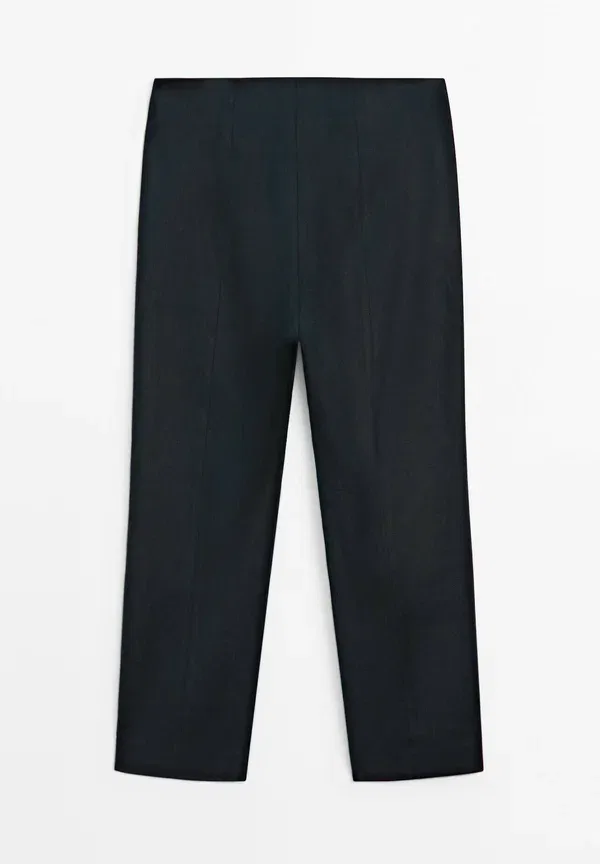 Брюки из льна Massimo Dutti Mottled Dark Blue, темно-синий — фото 2