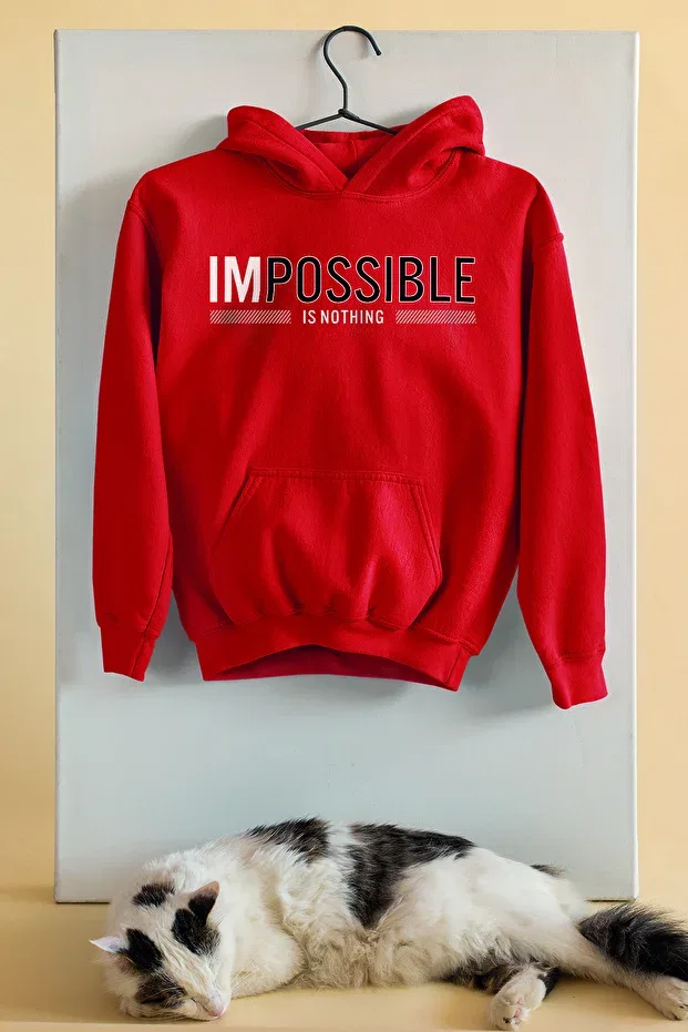Детское худи для девочек с принтом Impossible Is Nothing Adabebek, Red