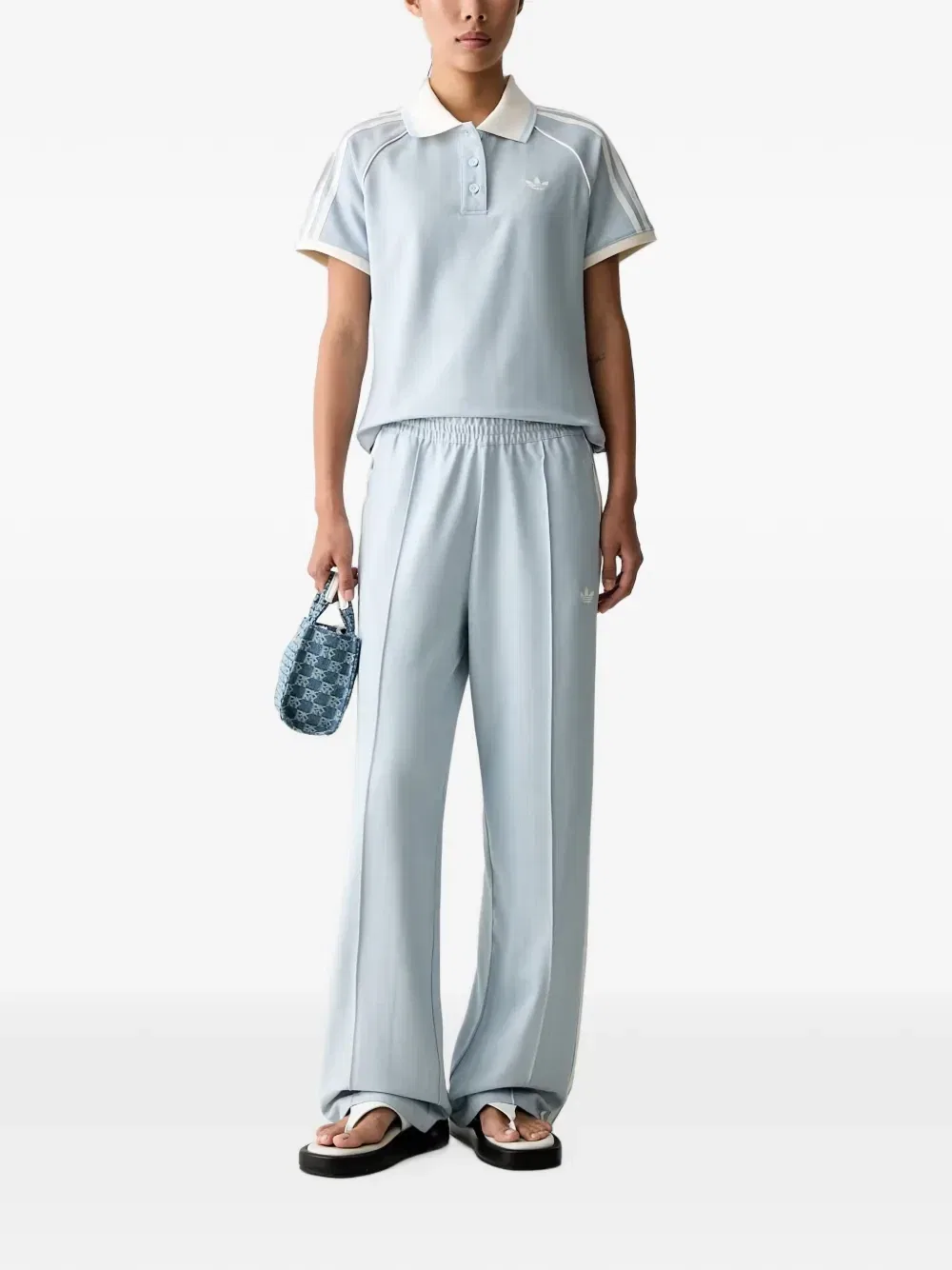 Спортивные брюки с боковой полосой и узором «елочка» Adidas, синий — фото 2