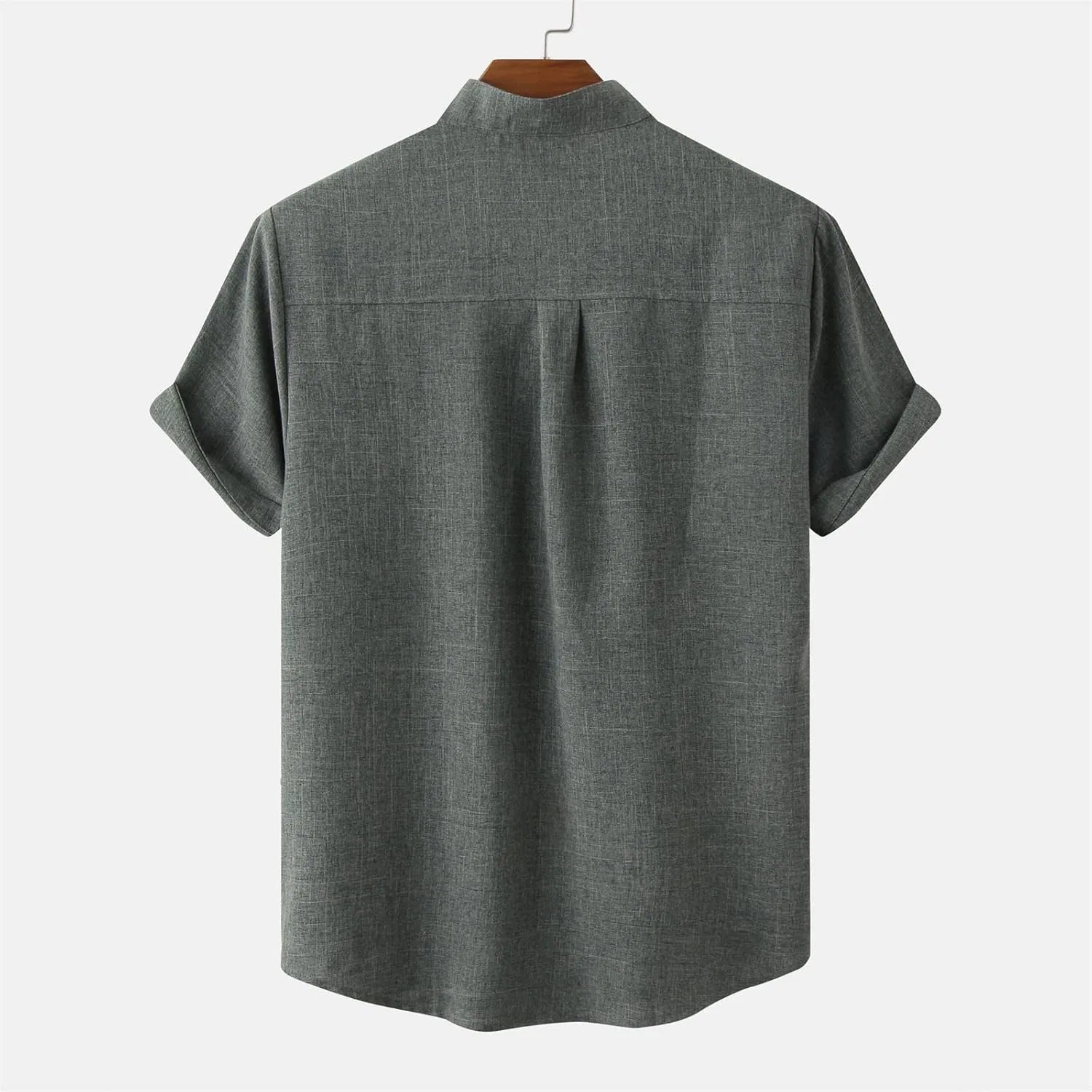 Мужская повседневная футболка с воротником-стойкой Cotton Blend, Army Green — фото 4