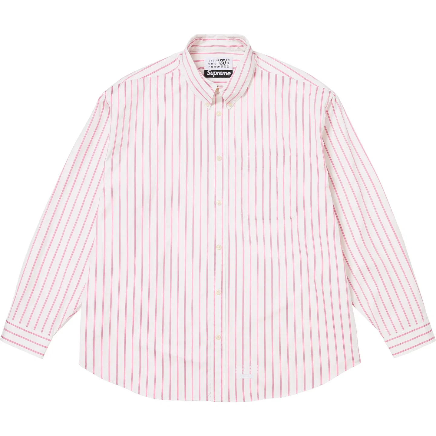 Рубашка MM6 Maison Margiela SS26 WEEK4 Stripe, унисекс Supreme, White