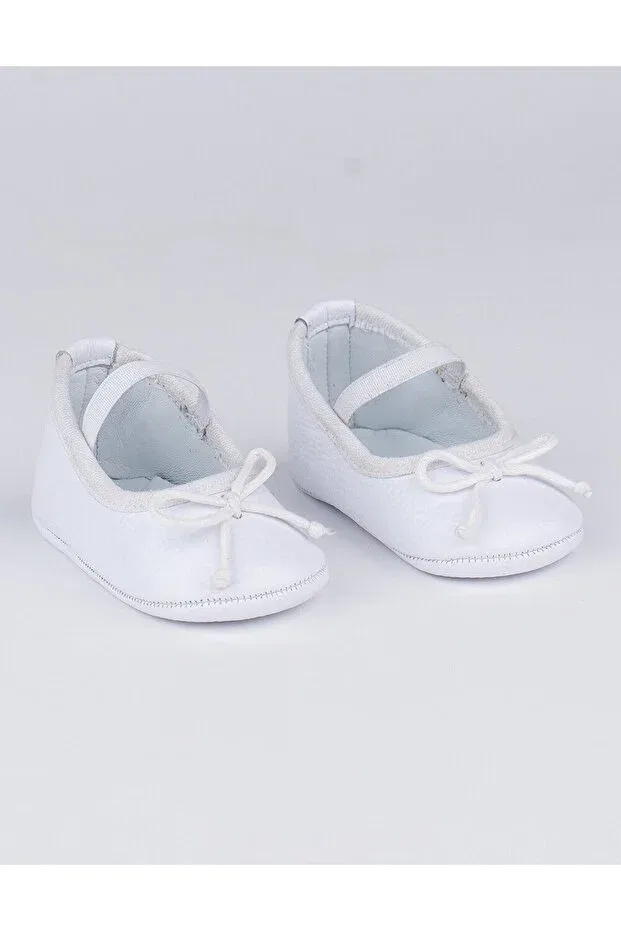 Детские балетки для девочек кожаные Linda pearlescent white leather baby ballerinas Beybium, White — фото 3