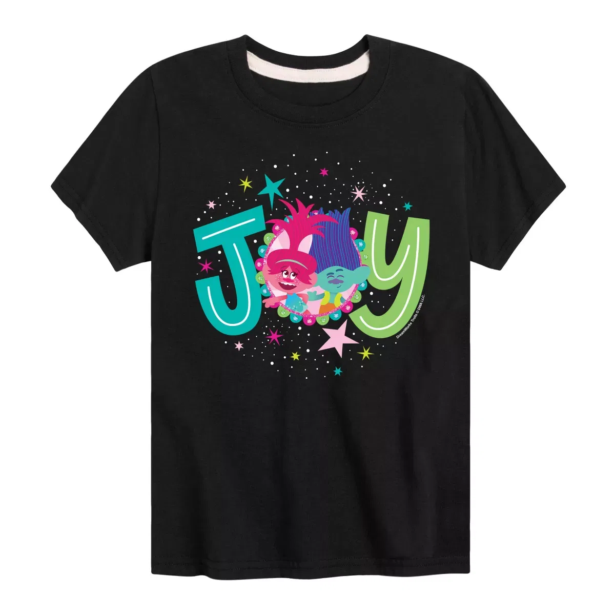 Детская футболка с принтом Trolls Branch and Poppy Christmas Joy Trolls, Black
