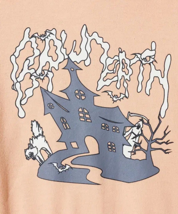Худи детское с капюшоном, принт Haunted, Brownbreath Kids, оранжевый — фото 4