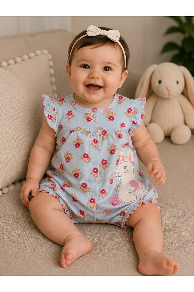 Детский комбинезон для девочек хлопковый Summer Baby Girl Romper Greenmoss, Blue