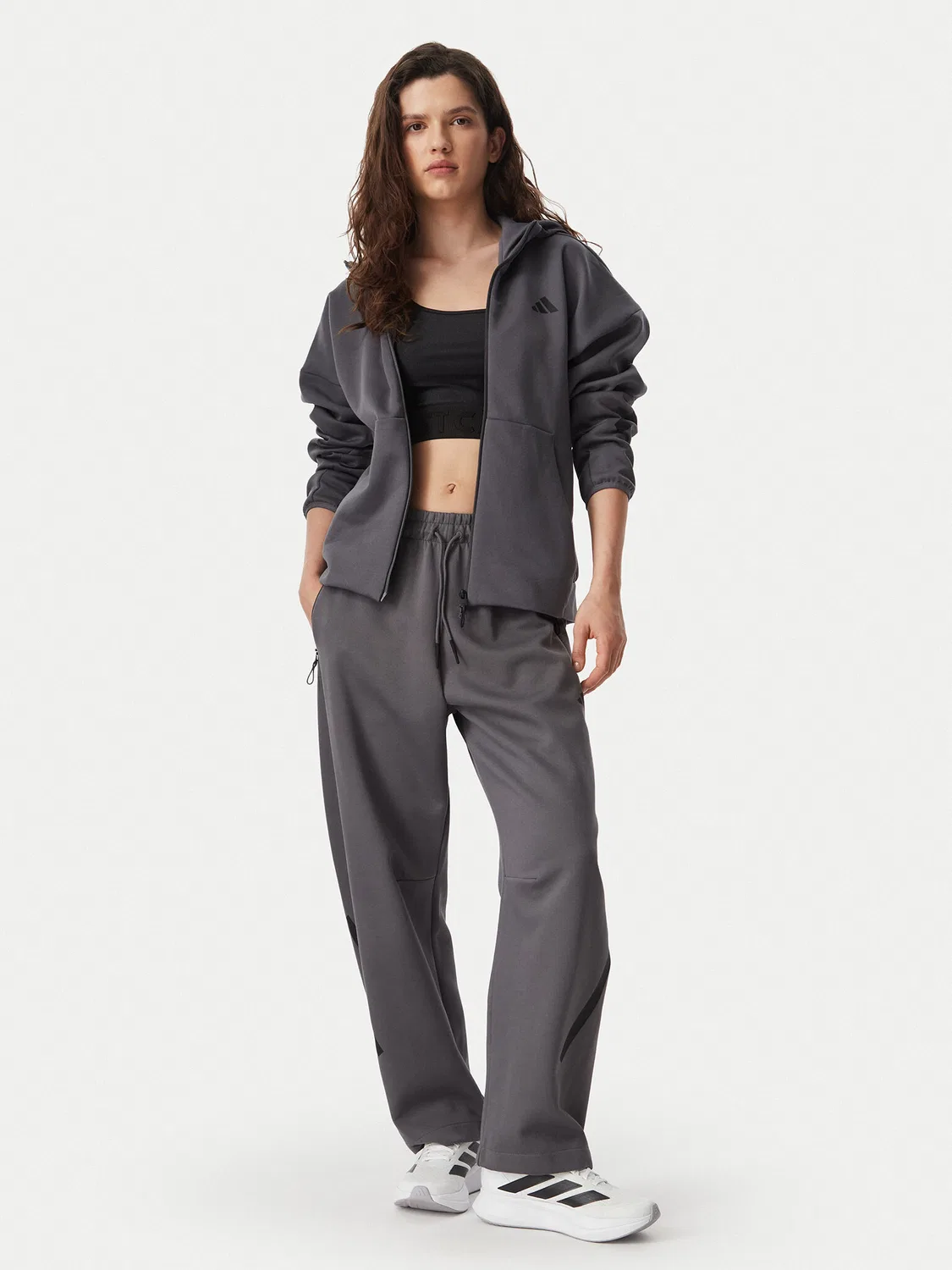 Женская толстовка стандартного кроя Z.N.E. Full Zip Adidas, серый — фото 2