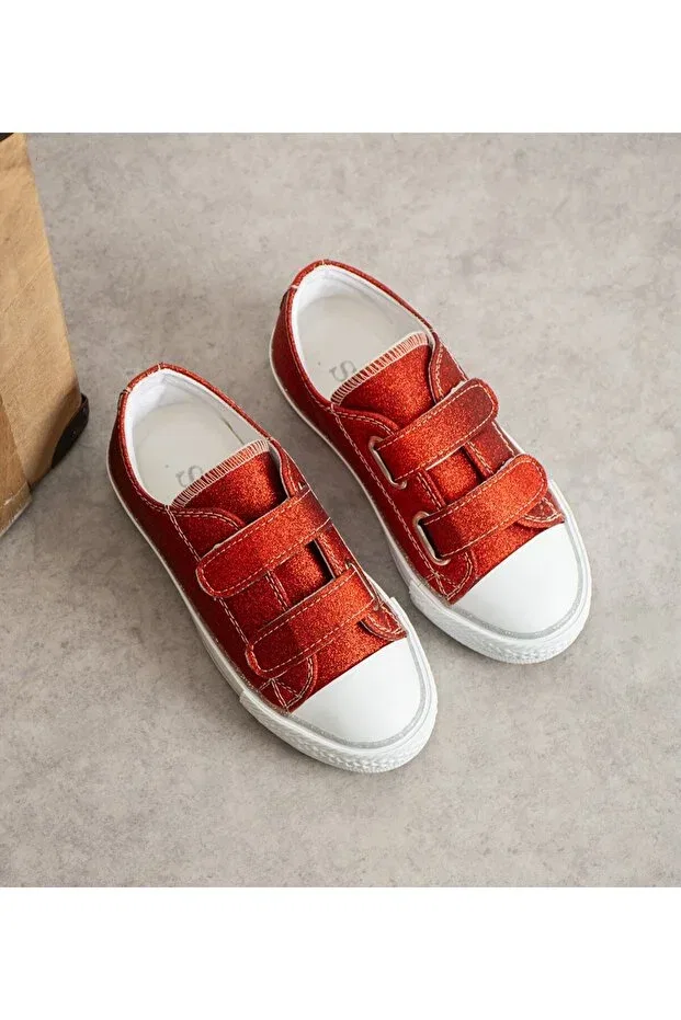 Детские повседневные туфли для девочек на липучках Surpie Shoes, Red — фото 2