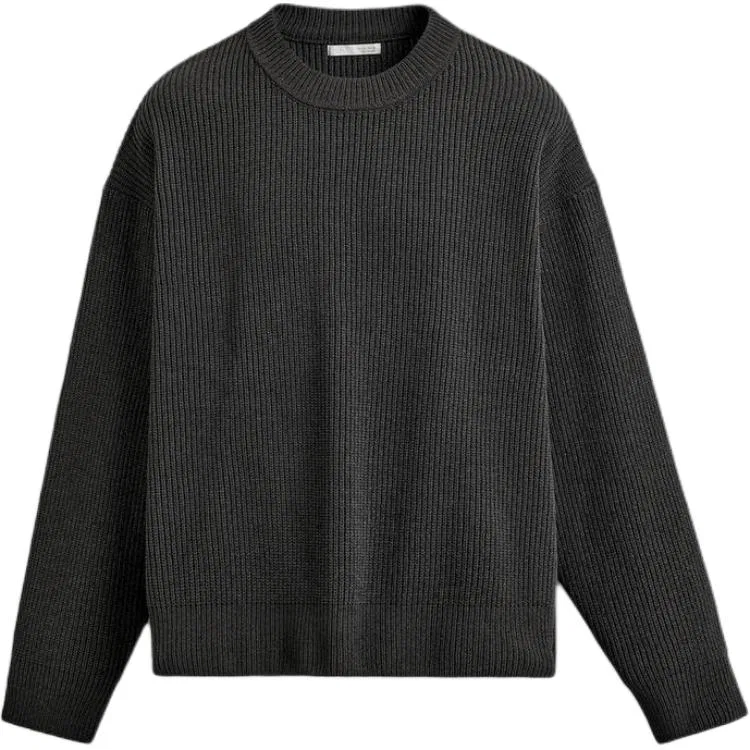 Мужской джемпер с круглым вырезом, серый, ZARA
