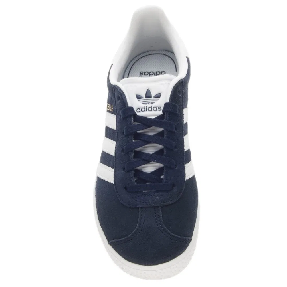 Детские кроссовки для мальчиков замшевые Gazelle Adidas Originals, Blue Collegiate Navy Footwear White Footwear White — фото 2