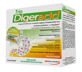 

Trio Digeracid Добавка для сжигания и кислотности, 12 пакетиков без глютена Pool Pharma