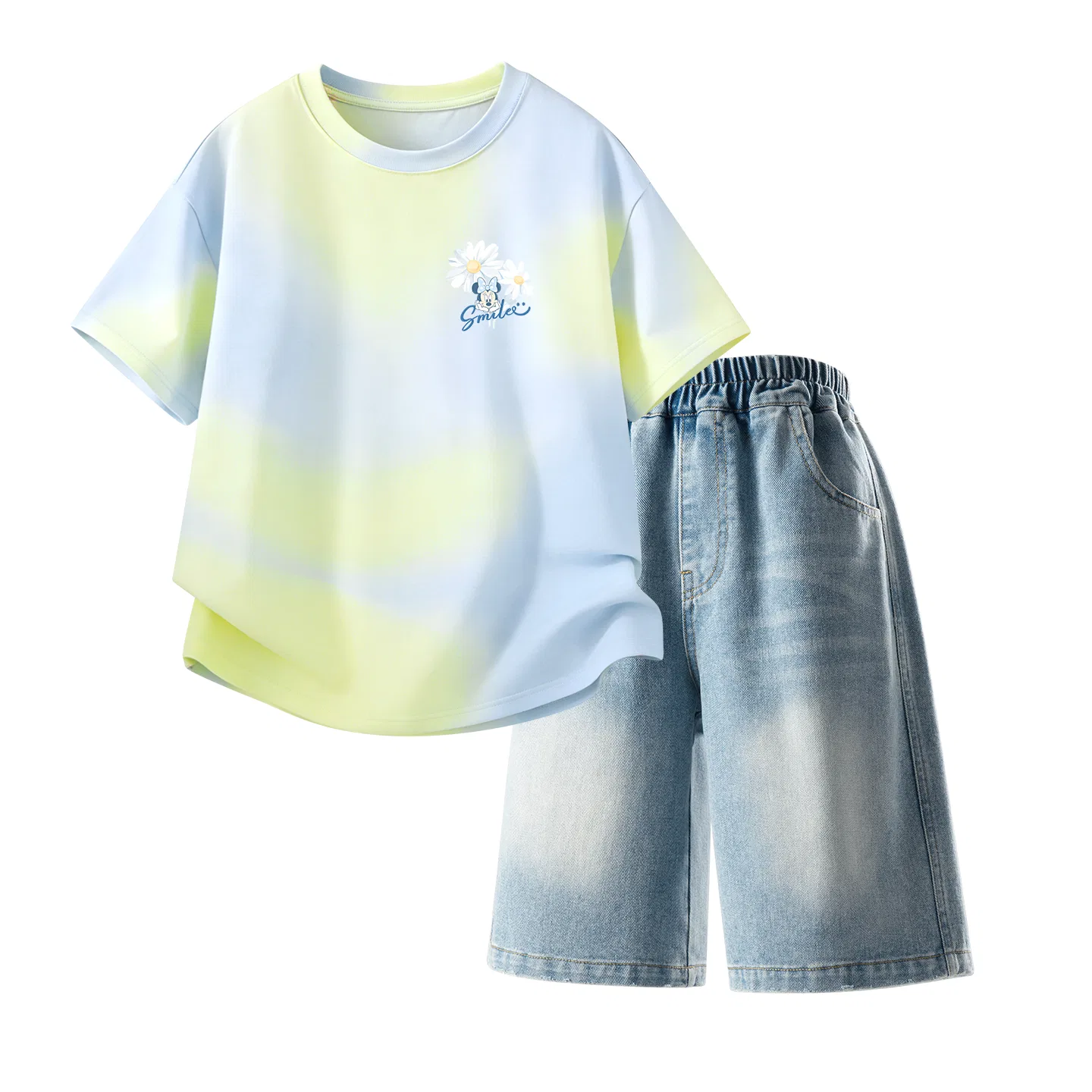 Детский спортивный костюм Casual Sportswear 2 Piece Set Disney, Dewi Flower K Twilight Blue+Solid Color Denim Blue